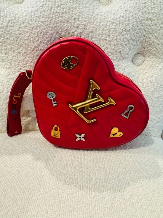 Louis Vuitton Handbags - Louis Vuitton Red Heart-Shaped Mini Crossbody with Gold LV Emblem